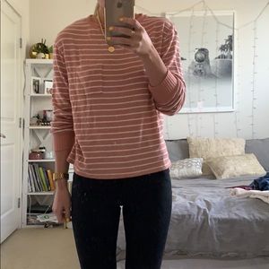 Cozy pink and shite striped sweater